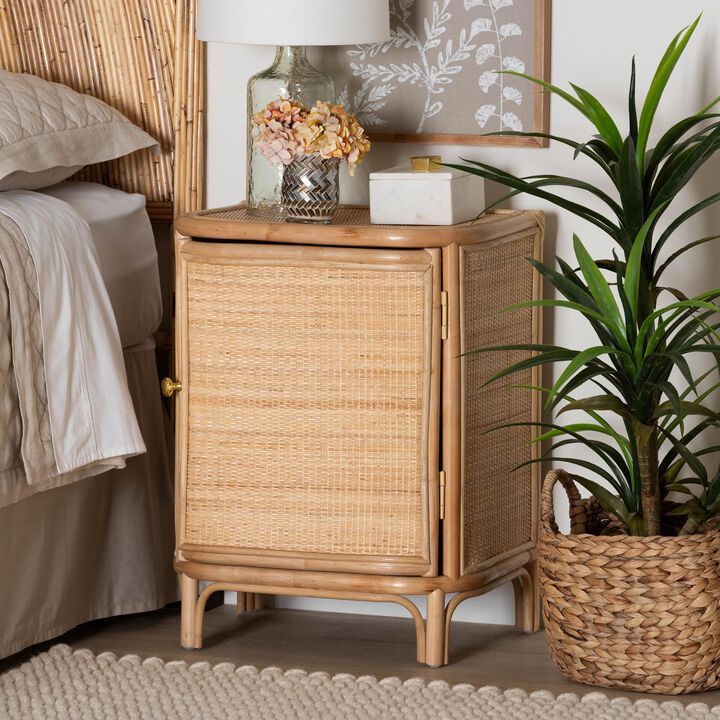 bali & pari Kiara Bohemian Natural Rattan Nightstand