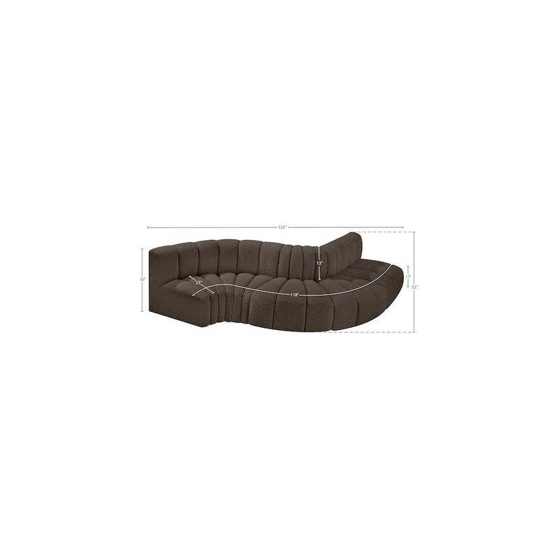 Meridian Furniture Arc Brown Boucle Fabric Modular Sofa