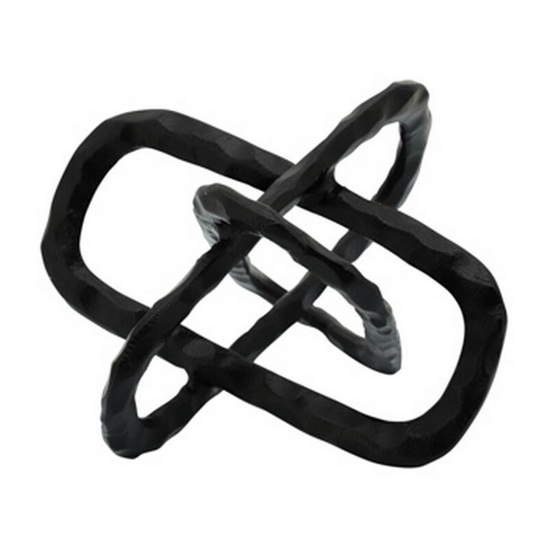 Metal Accent Decor with Oval Shaped Interlinks, Black-Benzara