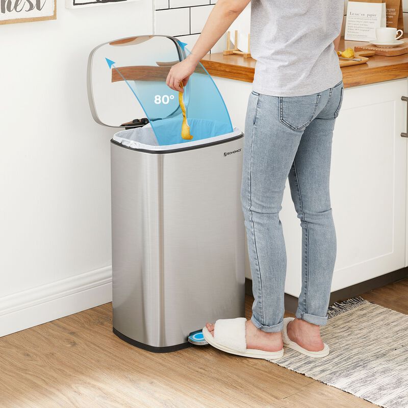 Kitchen Trash Can 13 Gallon – Step-On Garbage Bin in with Soft-Close Lid and Sturdy Foot Pedal