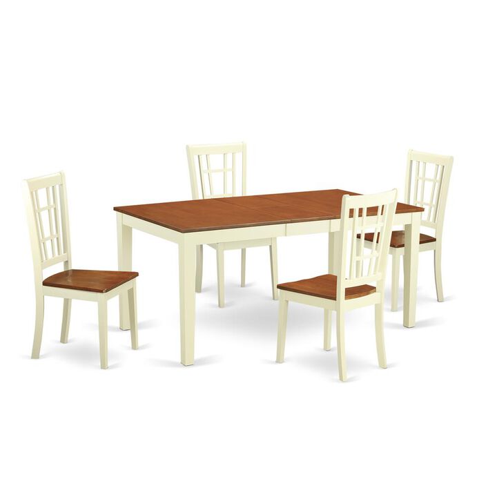 5 Pc Dining room set-Table with Leaf 4 Chairs for Dining room