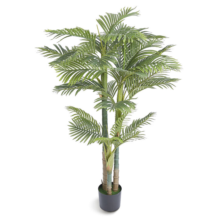 VEVOR 6.5 FT Artificial Gold Cane Palm Tree Green Faux Lifelike Fake Plant Decor