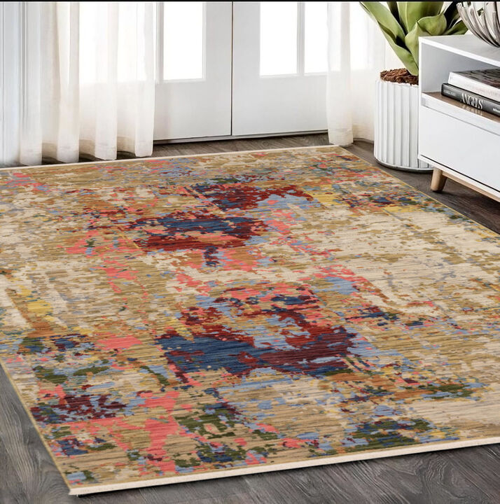 HomeRoots Abstract Runner Rug With Fringe
