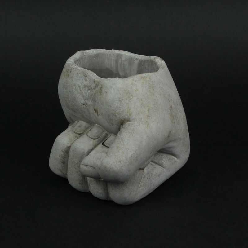 7 Inch Diameter Fist Bump Hand Concrete Plant Pot Planter Candle Holder image number 4