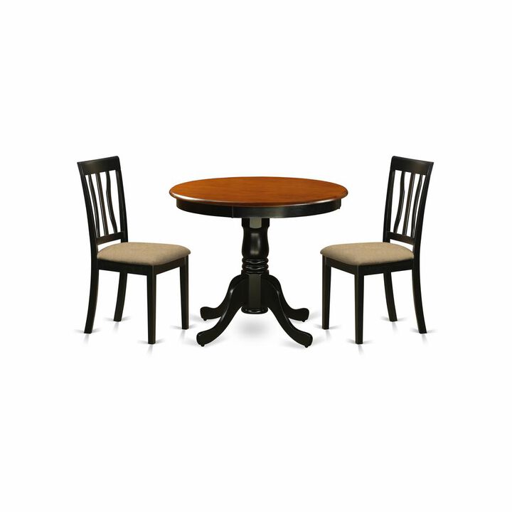 3 PC Kitchen Table set-round Kitchen Table plus 2 Dining Chairs