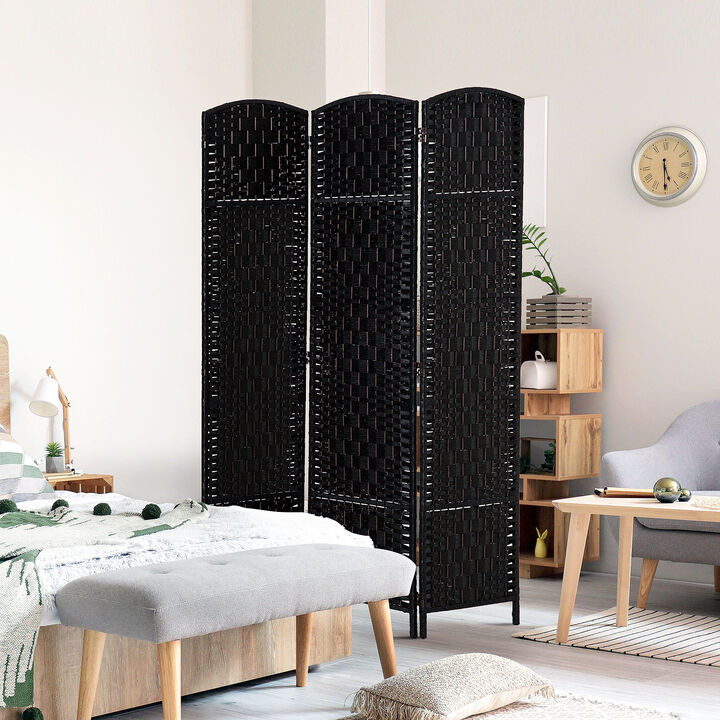 Hivvago 6FT Tall Folding Room Divider with Wicker Partition