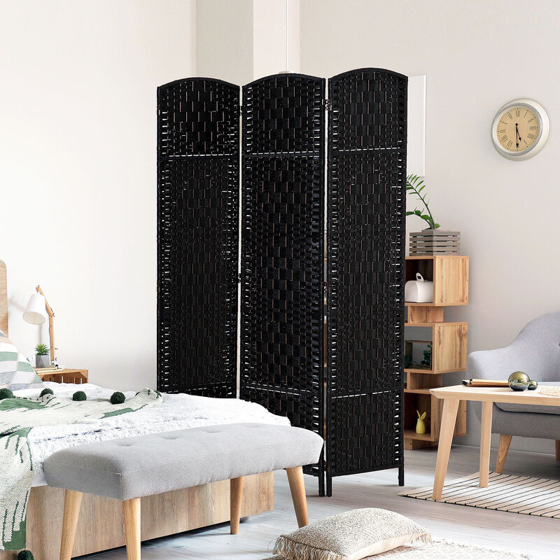 Hivvago 6FT Tall Folding Room Divider with Wicker Partition image number 1