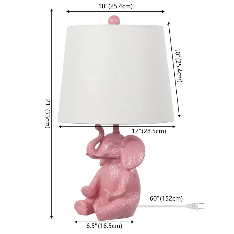 Kairi Modern Shabby Chic Resin/Iron Happy Elephant LED Kids' Table Lamp with Phone Stand