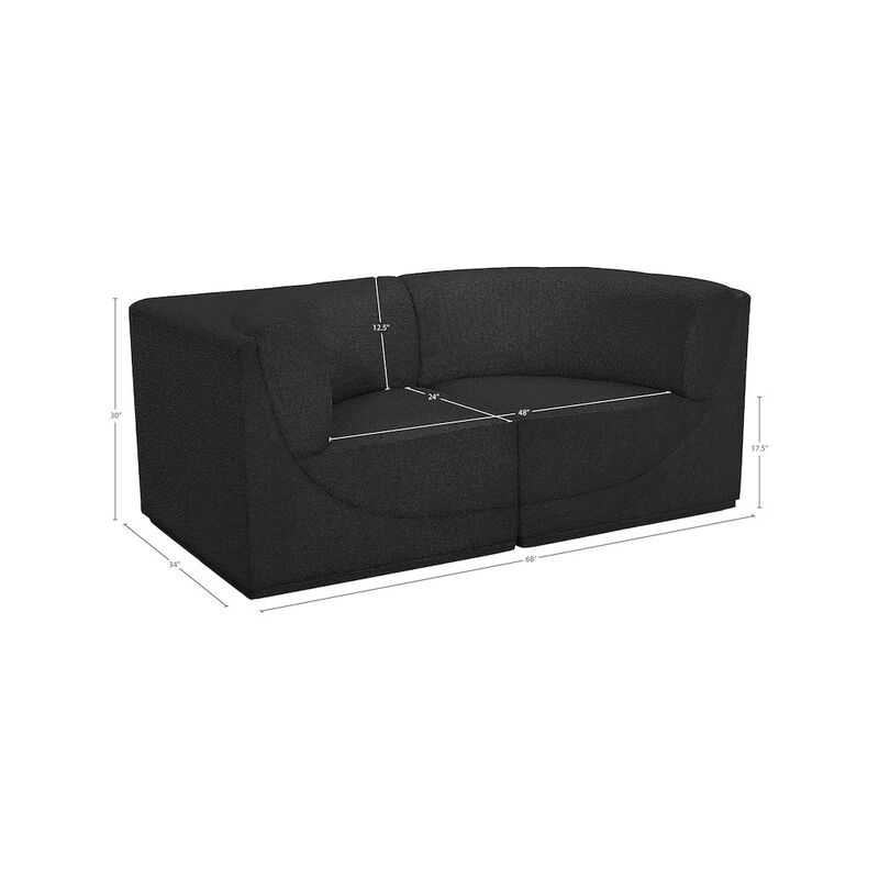 Meridian Furniture Ollie Black Boucle Fabric Modular Sofa
