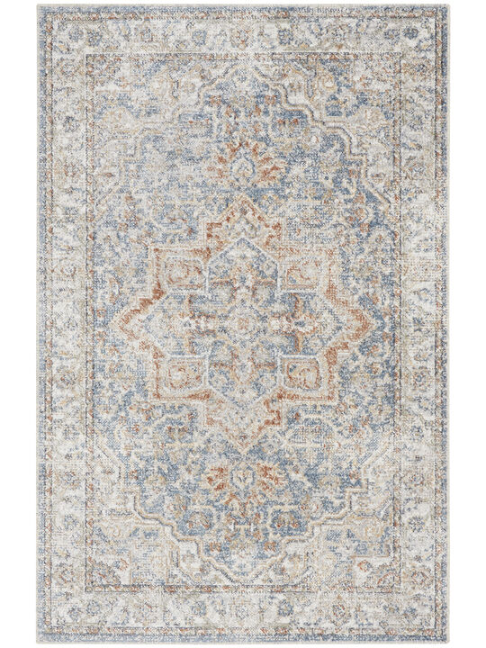 Astra Machine Washable ASW12 Denim/Multicolor 3'3" x 5' Rug