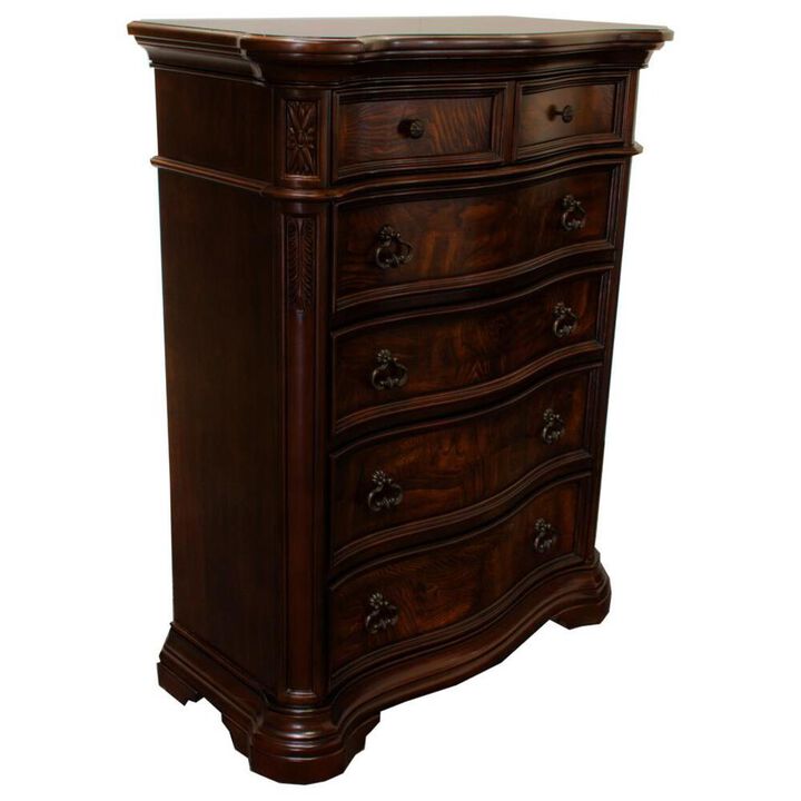Best Master Furniture Best Master Barney's Traditional Wood 5-Drawer Chest in Walnut
