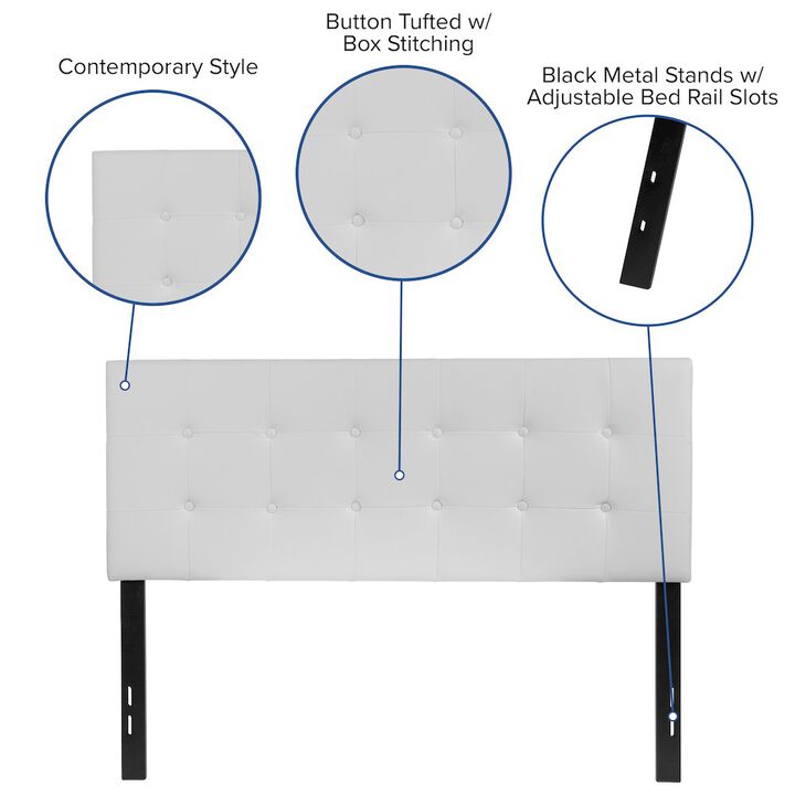Flash Furniture Tufted Upholstered Full Size Headboard in White Vinyl