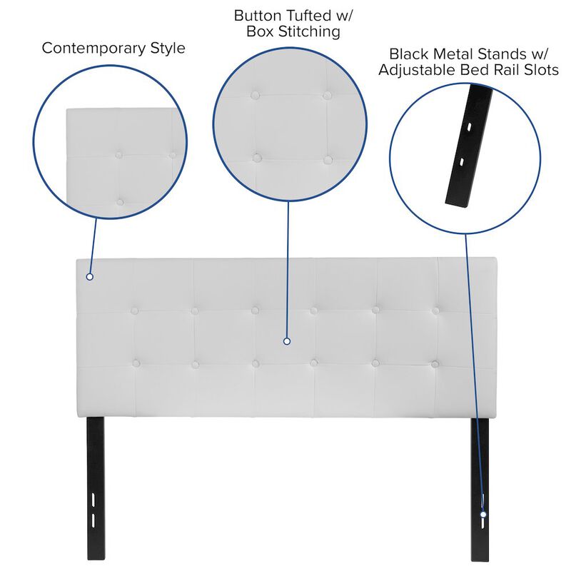 Flash Furniture Tufted Upholstered Full Size Headboard in White Vinyl image number 1
