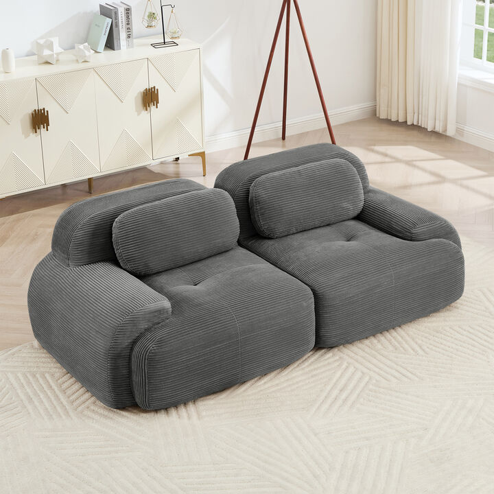 Merax 2-seat sofa in luxuryCorduroy Fabric modular for free combo separation curved armrests Loveseats