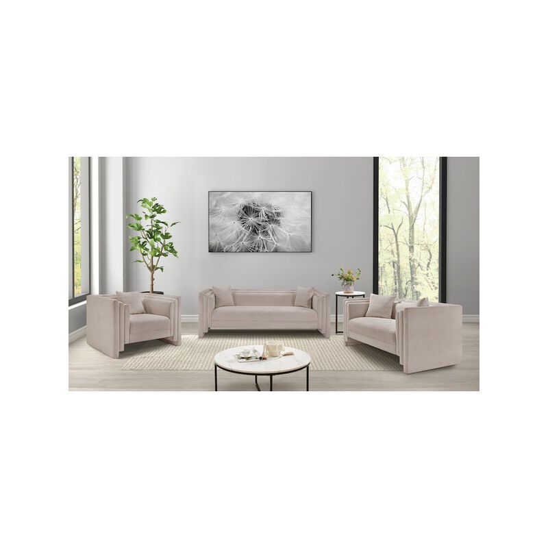 Meridian Furniture Everett Beige Chenille Fabric Loveseat