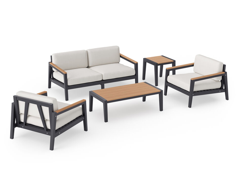 Rhodes 4 Seater Outdoor Conversation Set with Coffee Table & Side Table
