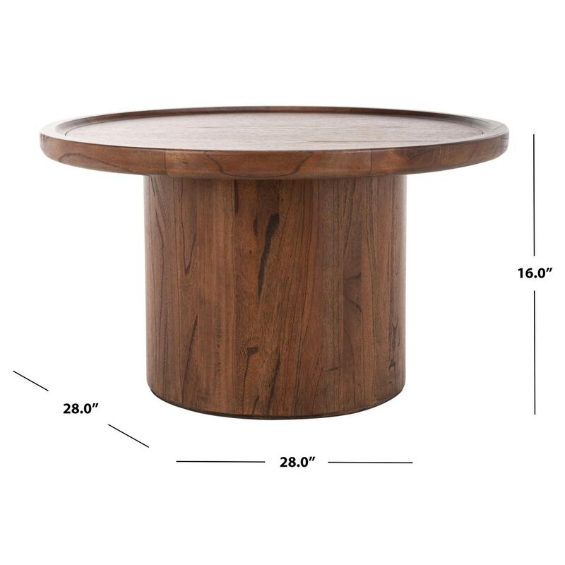 Safavieh Devin Round Pedestal Coffee Table, Dark Brown