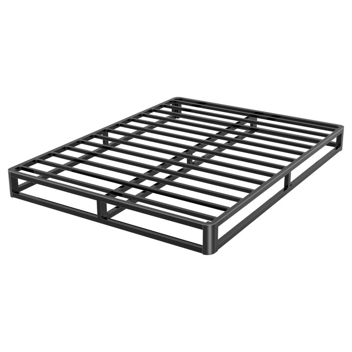 Firpeesy 6 Inch King Bed Frame with Round Corner Edges, Low Profile King Metal Platform Bed Frame with Steel Slat Support, No Bo