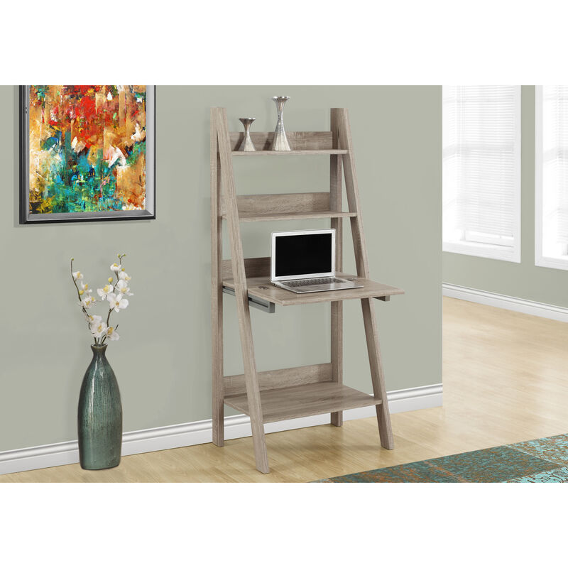 Monarch Specialties I 7042 Computer Desk, Home Office, Laptop, Leaning, Storage Drawers, 61"H, Work, Laminate, Brown, Contemporary, Modern