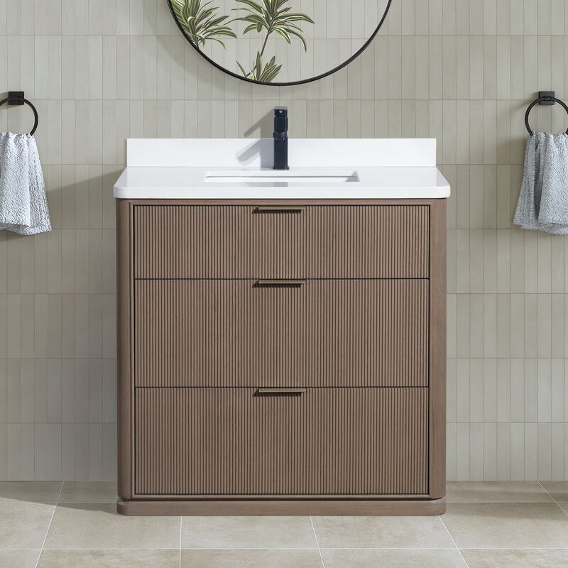 Aria 36" Bathroom Vanity Smoked Oak image number 3