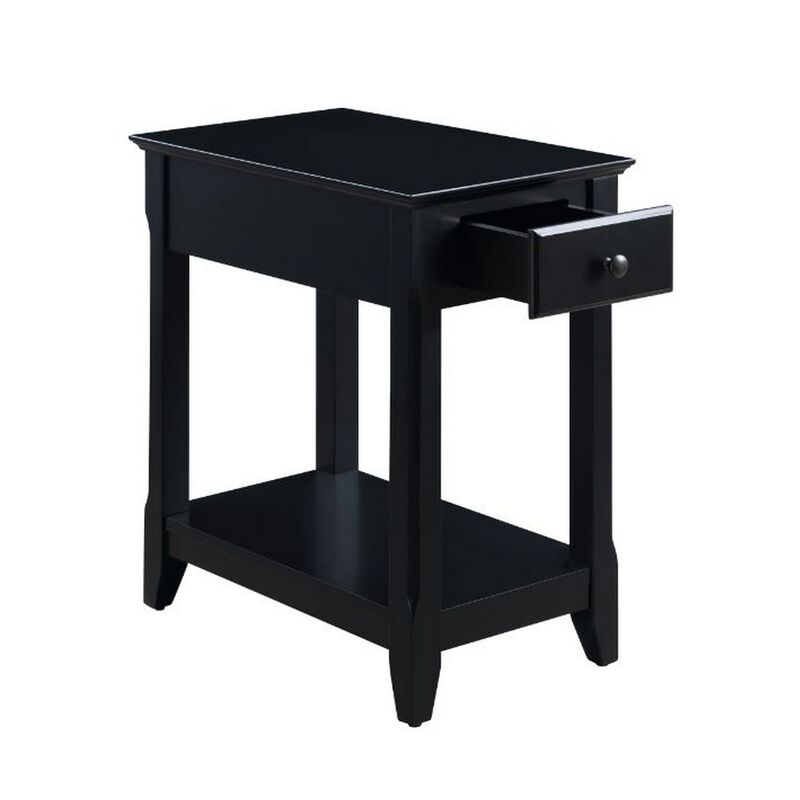 Accent Table with 1 Drawer and Bottom Shelf, Black