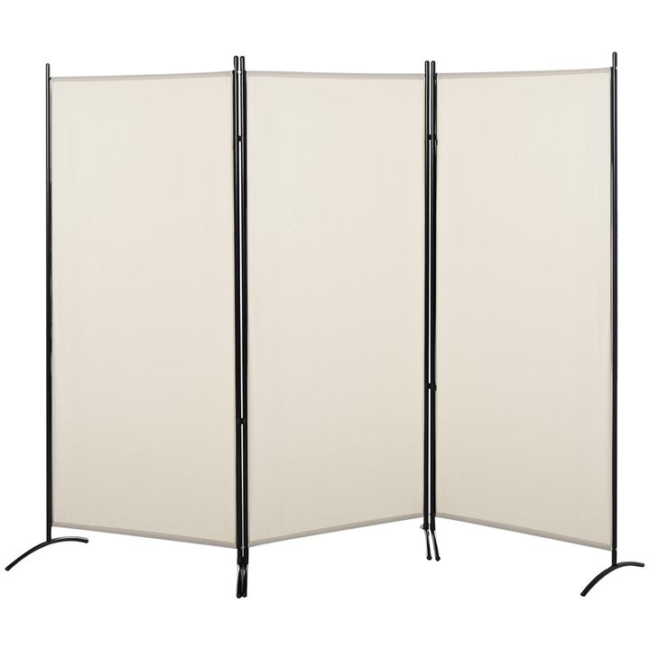 3-Panel Folding Screen Room Divider Privacy Separator Partition for Indoor Bedroom Office, Outdoor Patio 100" x 72" Beige