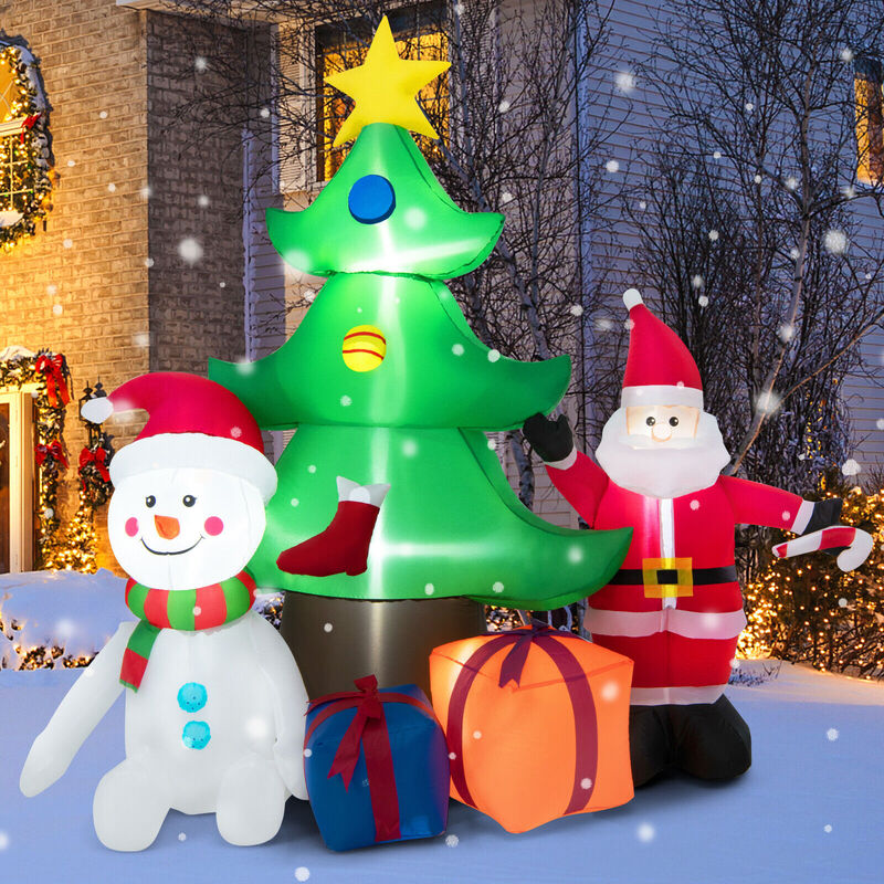 7.2 Feet Inflatable Lighted Christmas Decoration Tree with Santa Claus image number 5