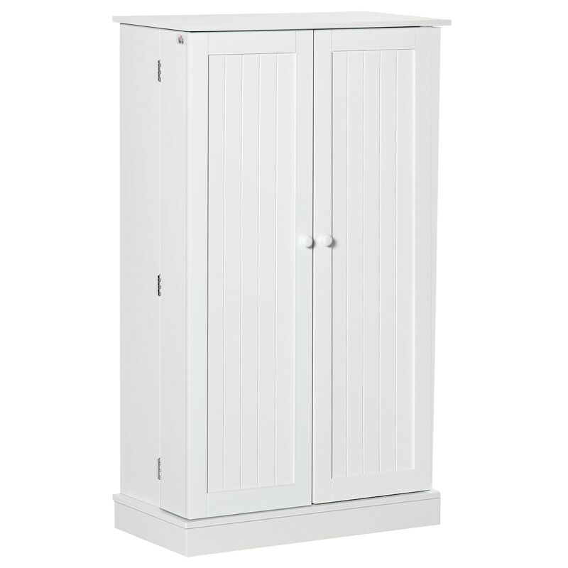 White Kitchen Storage: 41" Freestanding Pantry Cabinet with 5 Tiers