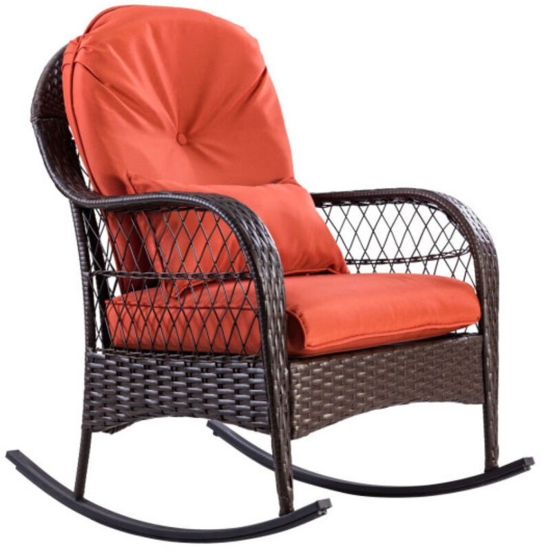 Outdoor Wicker Rocking Chair w/ Cushion