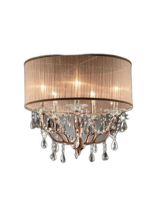 Hivvago Silver and Pink Faux Crystal Hanging Chandelier Lamp