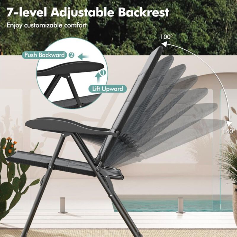 Hivvago 2 Pieces Outdoor Folding Patio Chairs with Adjustable Backrests for Bistro and Backyard