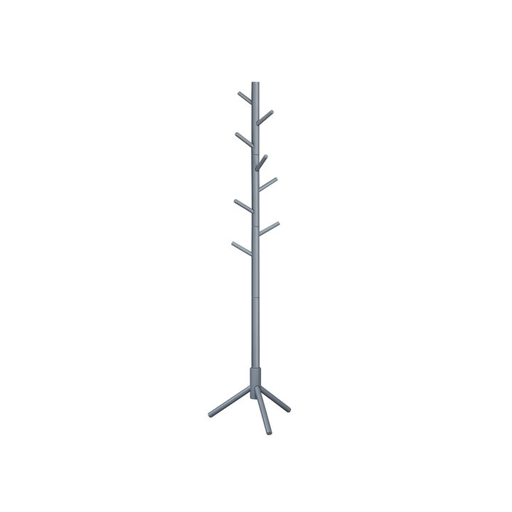 Coat Rack with 8 Hooks, Solid Wood Coat Tree Free Standing, 18.5 Inch Dia Base, for Clothes