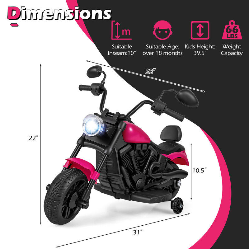 Kids 6V Ride On Motorcycle with Training Wheels Headlight and Music image number 2
