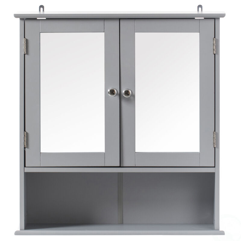 Gray Mirror Wall Mounted Cabinet For the Bathroom and Vanity with Adjustable Shelves