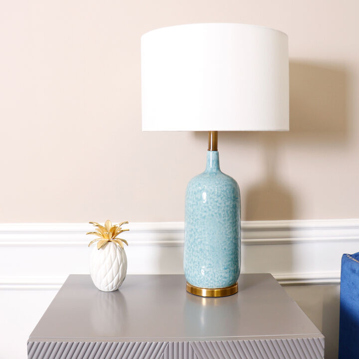 Pasargad Home Tucson Style Ceramic Blue/Gold Table Lamp, H27"