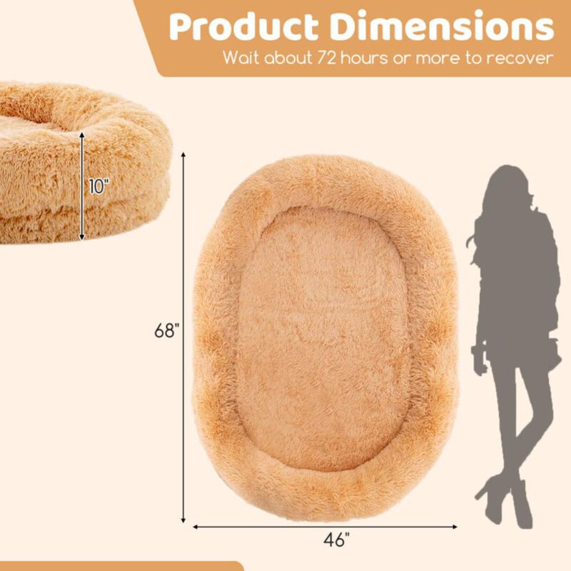 Hivvago Washable Fluffy Human Dog Bed with Soft Blanket and Plump Pillow