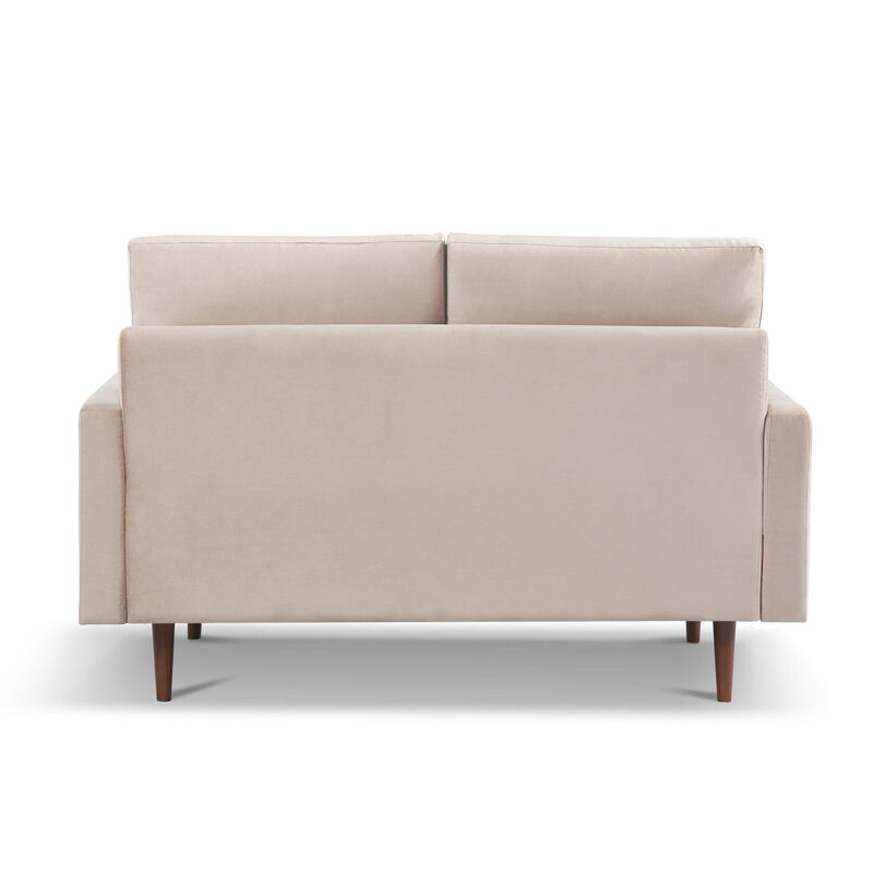 57.1 Inches Modern Decor Upholstered Sofa Furniture, Wide Velvet Fabric Loveseat Couch, Solid Wooden Frame with Padded Cushion - Beige