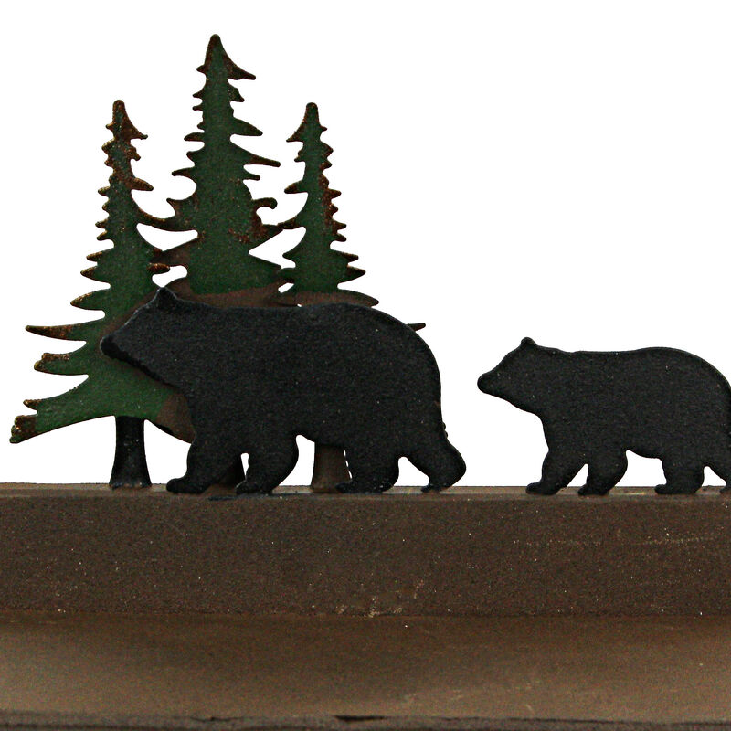 Rustic Brown Painted Metal Walking Bear Toilet Paper Roll Holder W/ Phone Shelf image number 3