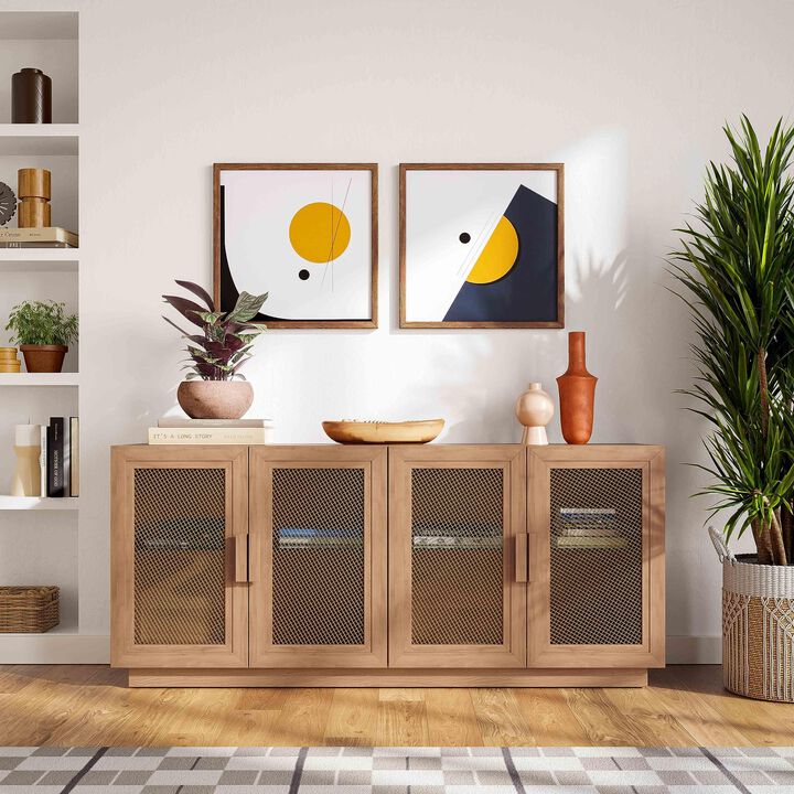 TOV Nolan Natural Wood Media Console, 72.2" W x 32.3" H