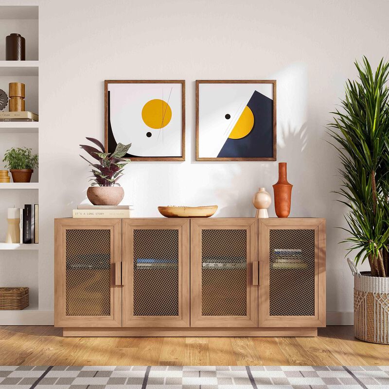 TOV Nolan Natural Wood Media Console, 72.2" W x 32.3" H image number 1