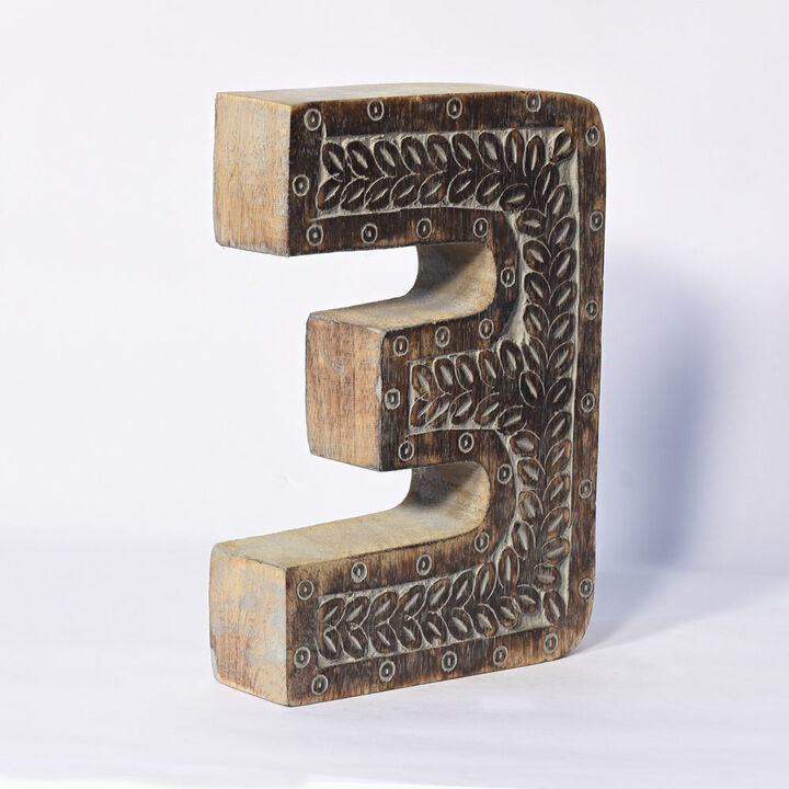 Vintage Gray Handmade Eco-Friendly "3" Numeric Number For Wall Mount & Table Top Décor
