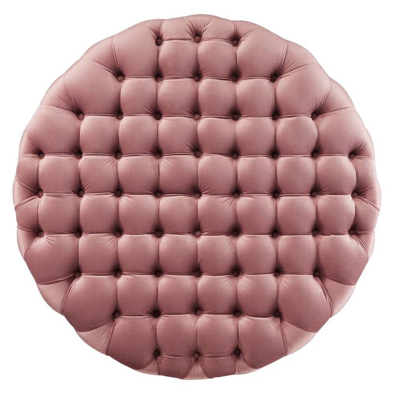 Amour Tufted Button Large Round Performance Velvet Ottoman image number 1