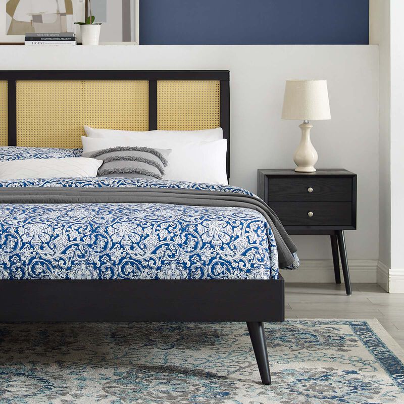 Modway - Kelsea Cane and Wood King Platform Bed with Splayed Legs image number 1