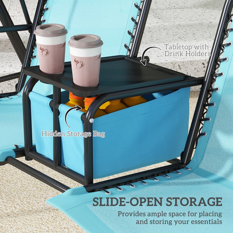 Hivvago Patio Swing for 2 with Storage Tray & Cup Holders image number 5