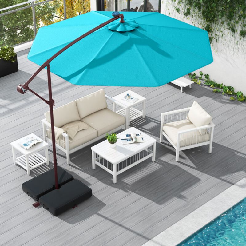 10 Ft Patio Umbrella Offset Cantilever Umbrella with 40 Solar Powered Lights image number 2