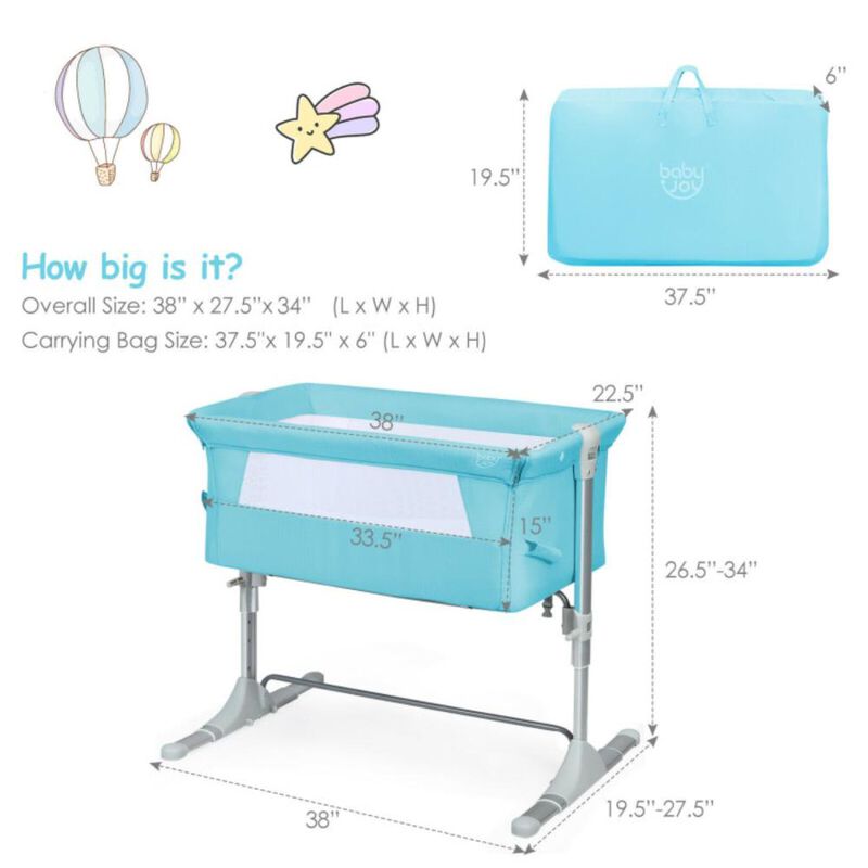 Hivvago Travel Portable Baby Bed Side Sleeper  Bassinet Crib with Carrying Bag