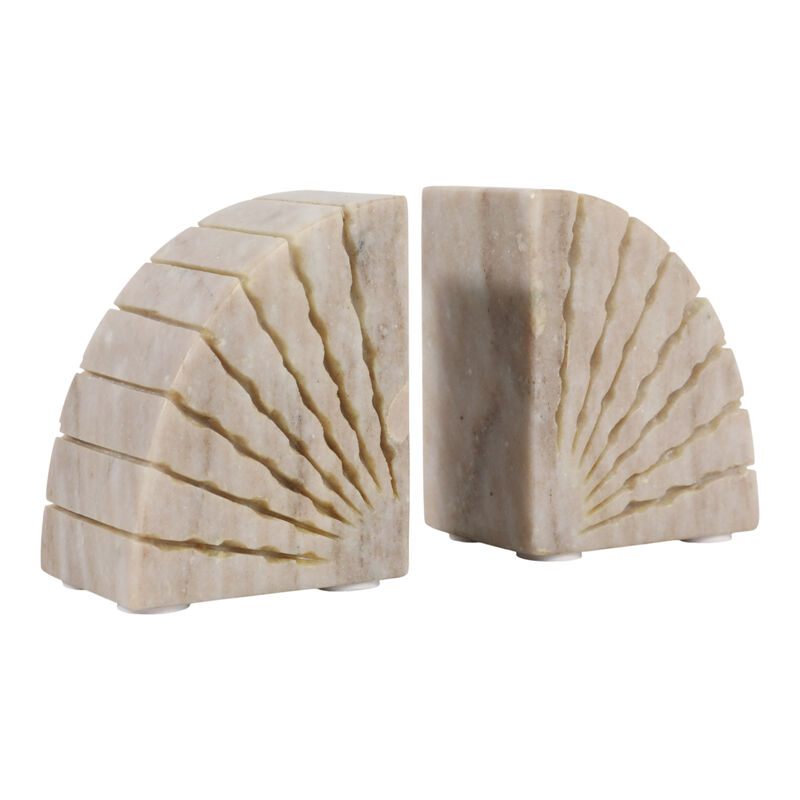 S/2 5" Marble Bookends, Tan image number 2