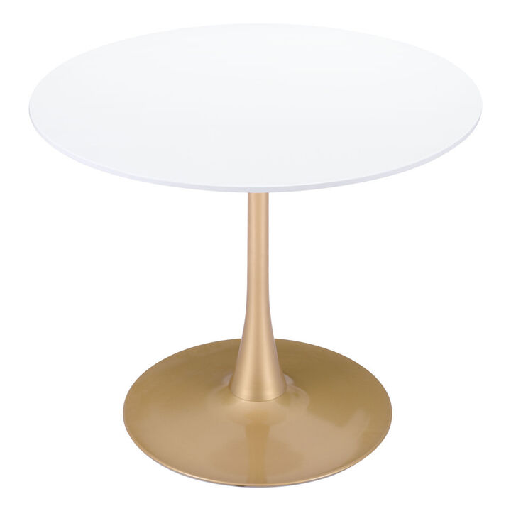 Rounded Steel Pedestal Dining Table with Sturdy Base for Kitchen or Dining Room