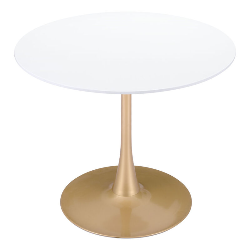 Rounded Steel Pedestal Dining Table with Sturdy Base for Kitchen or Dining Room