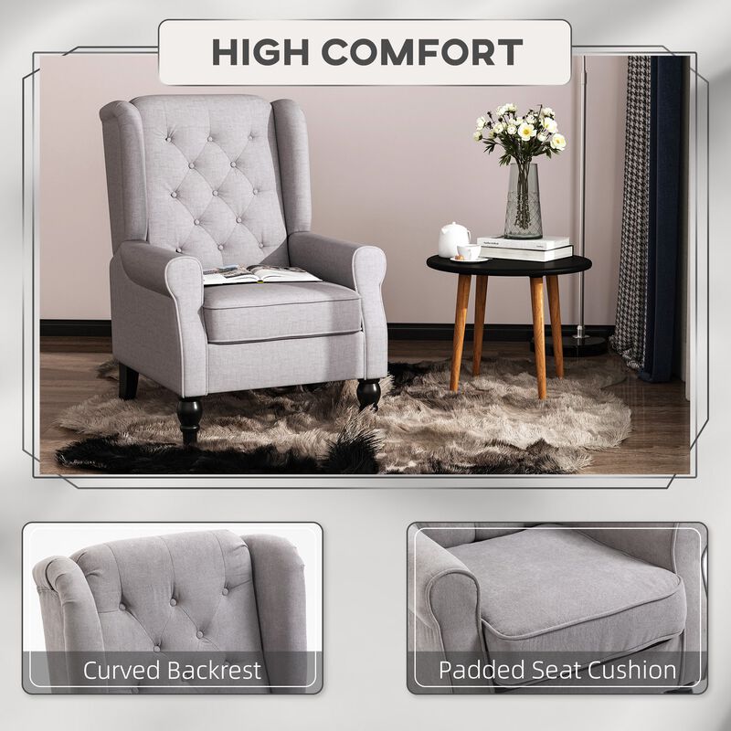 Gray Accent Chairs: Set of 2 Tufted High Wingback Seats